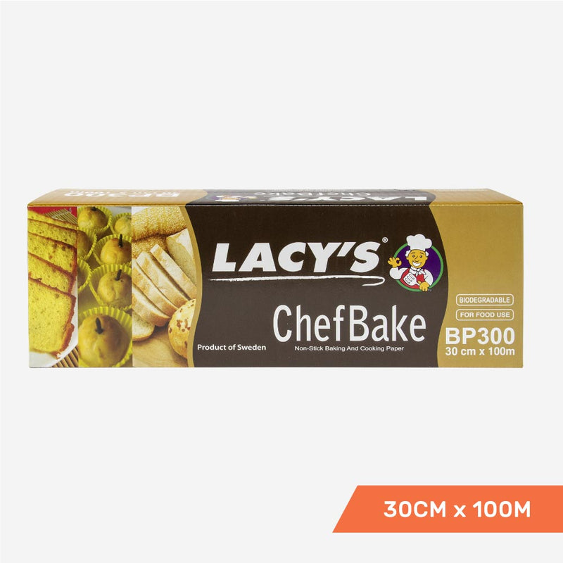 Lacy's ChefBake Non Stick Baking/Cooking Paper, Siliconised, 30cm x 100m, Roll