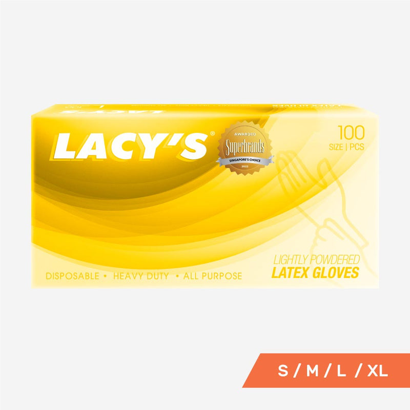 Lacy's Lightly-Powdered Latex Glove100pcs - Size available S, M, L, XL