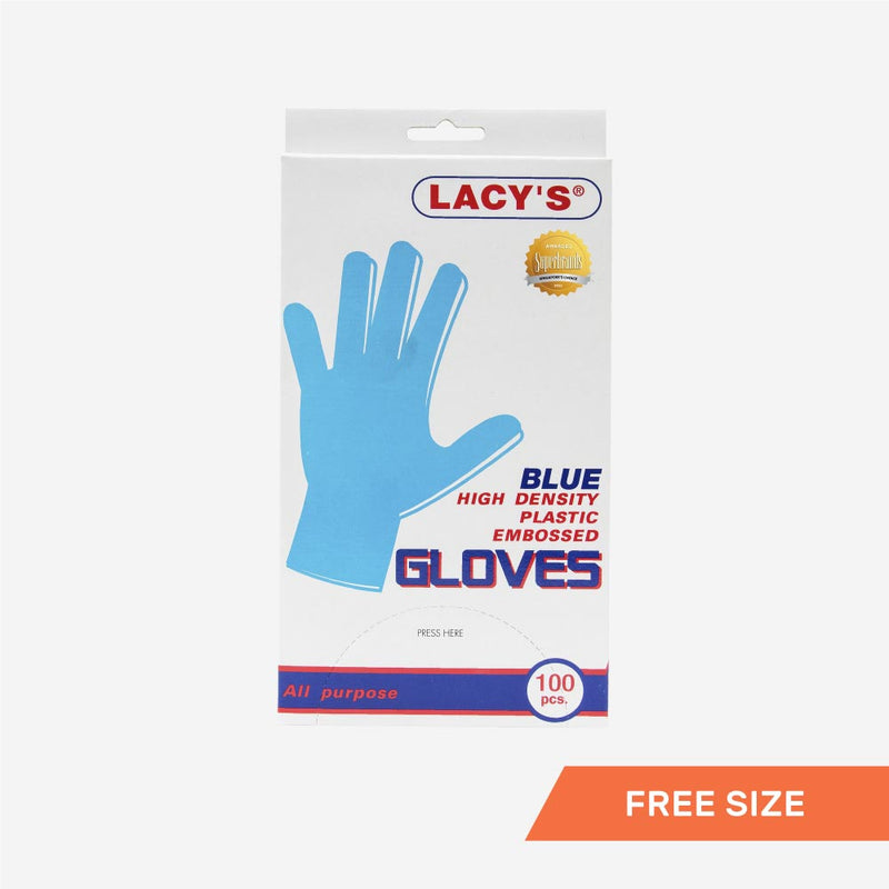 Lacy's Embossed High Density Plastic Glove, 100pcs, Free Size