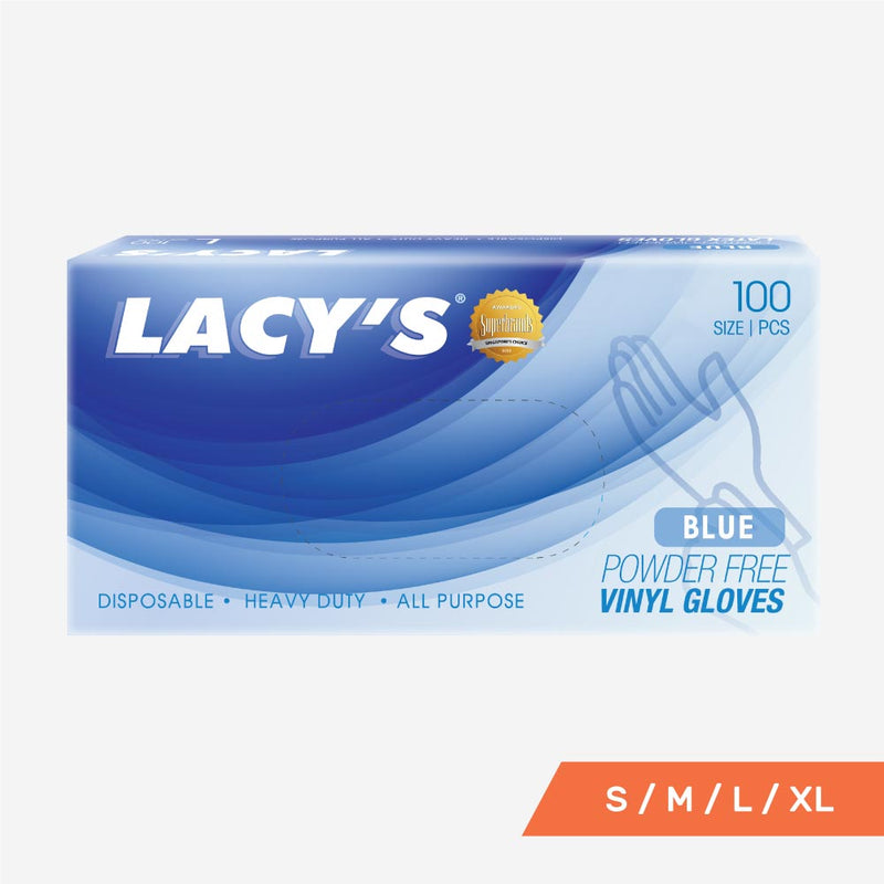 Lacy's Blue Powder-Free Vinyl Glove100pcs - Size available S, M, L, XL